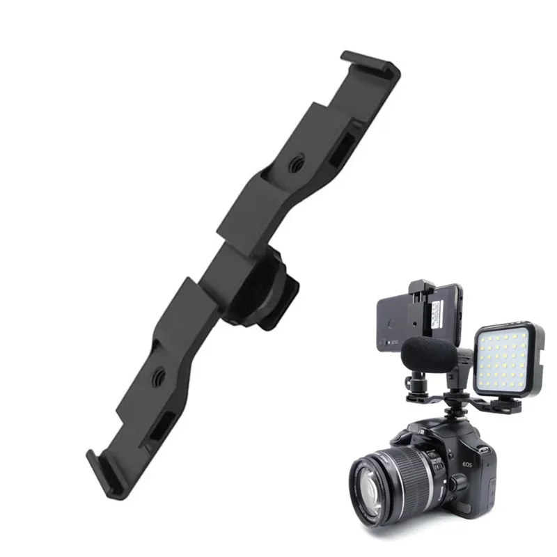 Aluminum Alloy Camera Cold Shoe Mount Adapter Extension Bar Vlog Camera Bracket for DSLR Camera Monitor LED Light Microphone