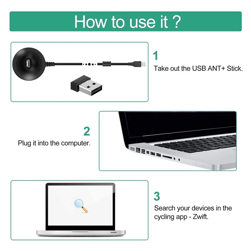 Велосипедный USB-адаптер-приемник ANT Stick для тренировок на велосипеде в помещении, передача данных для Garmin Zwift Wahoo Bkool