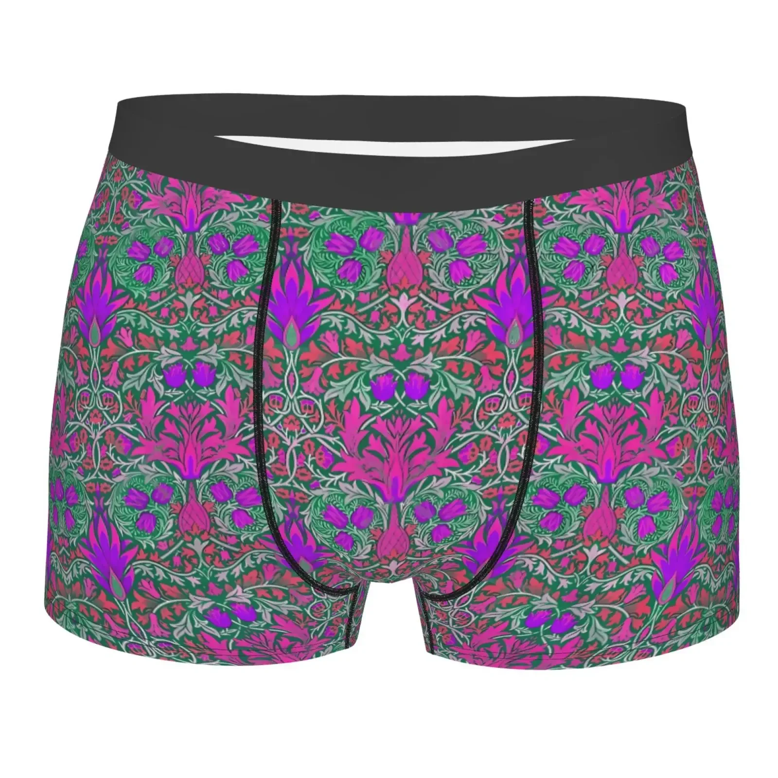 African Ethnic Purple Floral Pattern Man's Boxer Briefs Breathable Funny Underwear High Quality Print Shorts Gift Idea