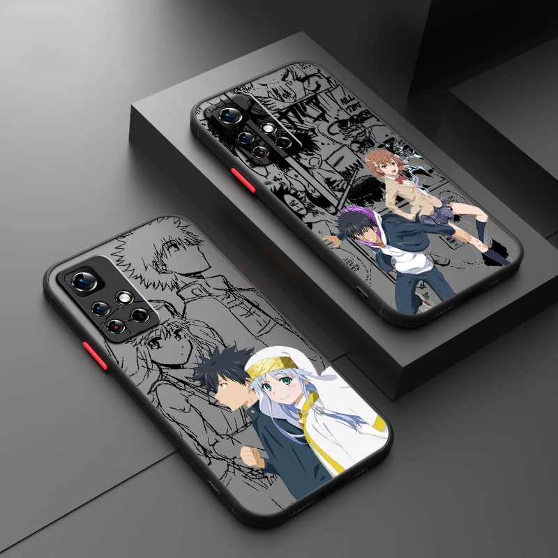 A Certain Magical Index Anime Frosted Translucent For Redmi Note 13 12 12S 12T 11 11T 11E 10 10S 9 Pro Plus 5G Funda Phone Case