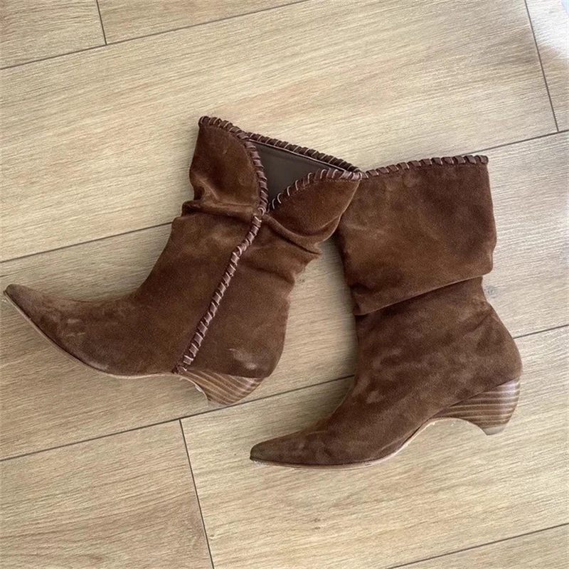 Eilyken تصميم جديد الربط النساء حذاء من الجلد أحذية الخريف الشتاء أشار تو كعب منخفض الجوارب الغربية الحديثة #1