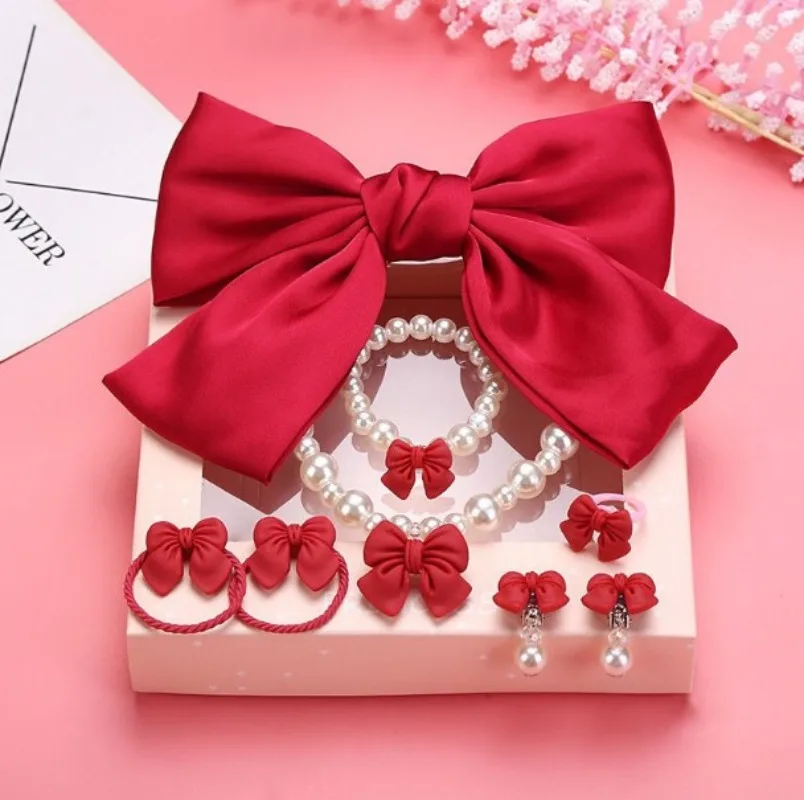 4pcs Necklace Bracelet Ring Set For Girls, Sweet Heart Faux Pearl Jewelry Set, Ideal choice for Gifts