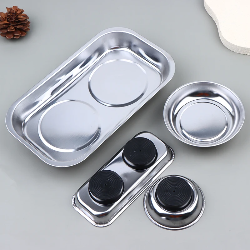 Magnetic Bowl Tray 4 Inch 6 Inch Rectangular Circular for Parts Nuts Bolts Screws Holding Support in Garage Offi