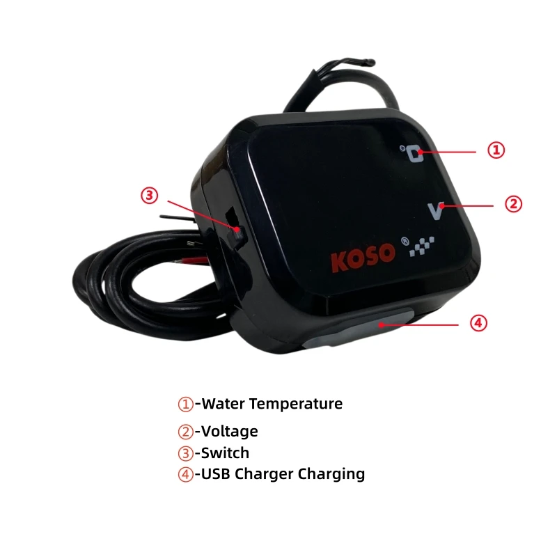 10-24V Multifunctional USB Port Motorcycle Fast Charger with Thermometer and Voltmeter Waterproof Digital Display Motor Parts view 5