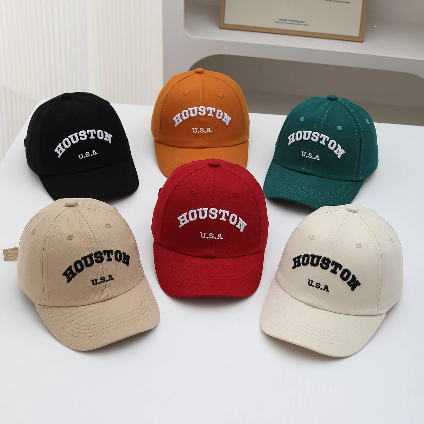 Embroidery Letter Kids Baseball Cap Fashion Children Peaked Cap Boy Girl Sunshade Visor Solid Color Baby Duck Tongue Hat view 2