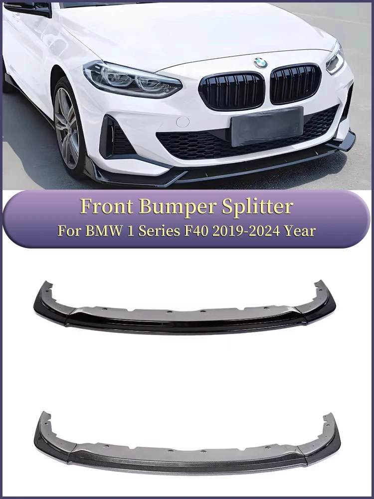 

For BMW 1 Series F40 2019-2024 M Tech Carbon Fiber M Sport Front Bumper Lip 3PCS Splitter Spoiler Diffuser Front Skrit Cover