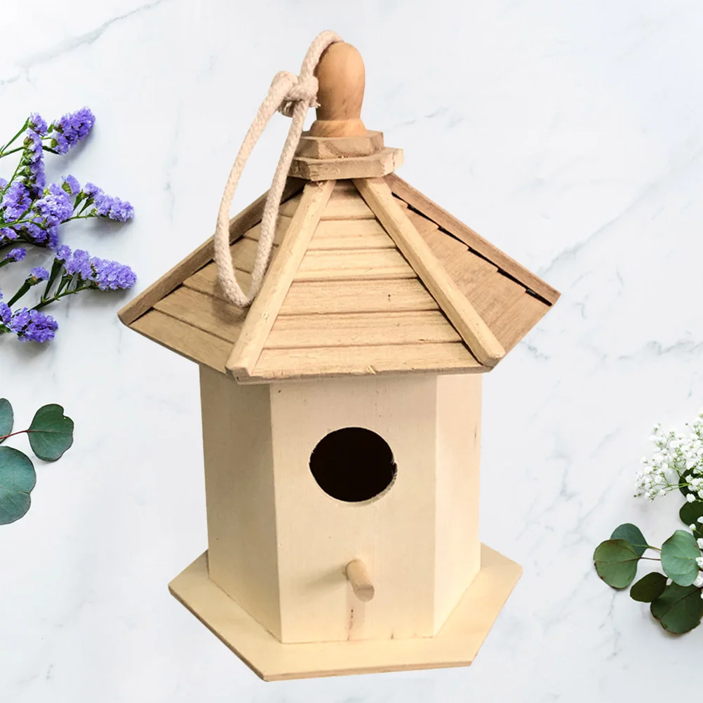 

Elegant Wood Bird Villa Easy to Tree Or Wall Decorative Nest for Small and Medium Birds Wooden Bird