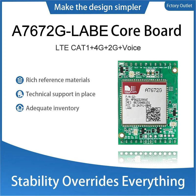 SIMcom A7672E-FASE A7672E-LASE A7672SA-FASE A7672SA-LASE A7672G-LABE 4G CoreBoard, compatible con datos + voz + BT/GNSS (opcional)