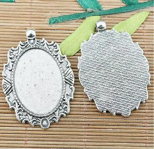 Configurações Cabochão em forma oval, 52x36mm tamanho interno 25x35mm furo 3.7mm, EF2452, EF24532454, 6pcs