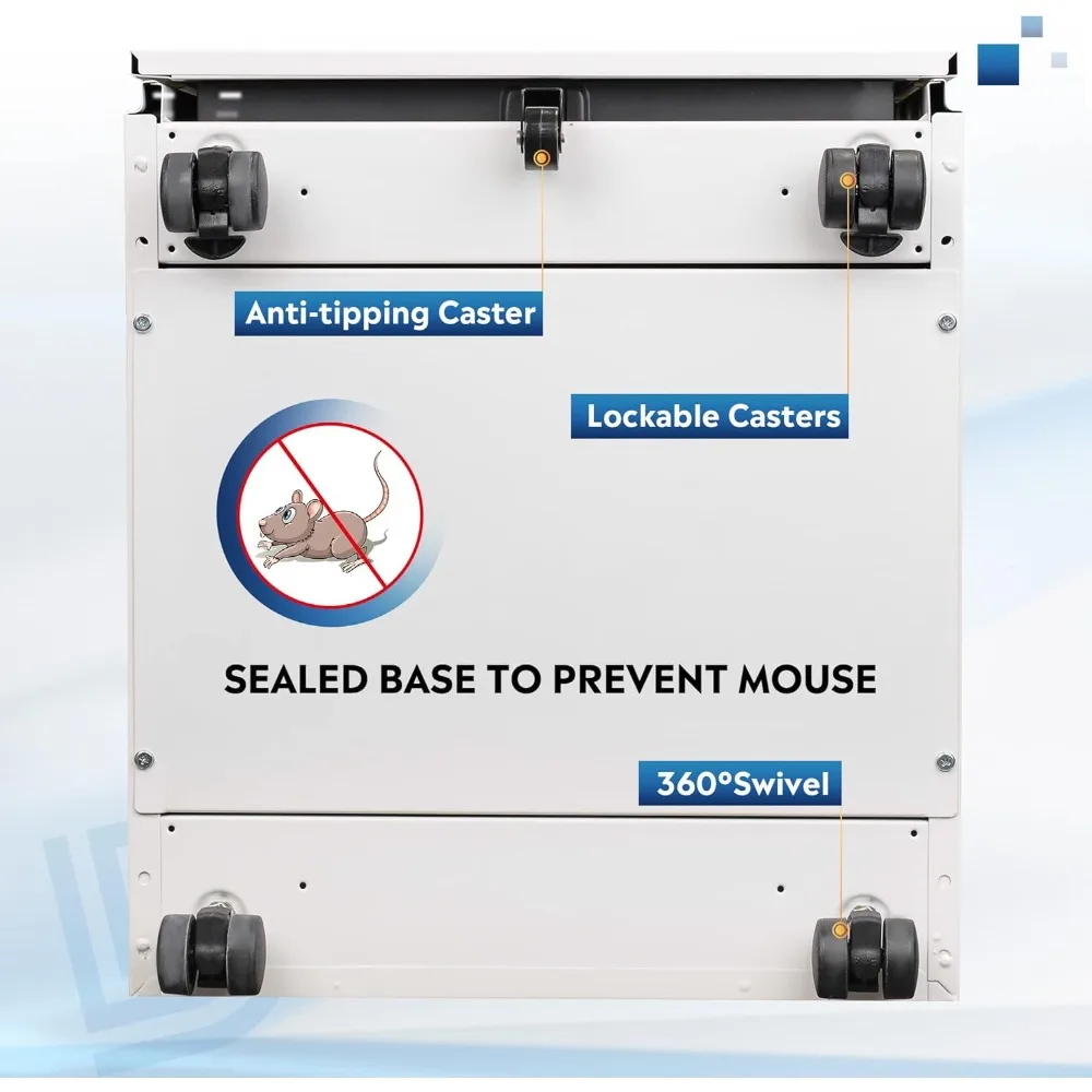 Under Desk 3-Drawer Metal File Cabinet for Legal/Letter/A4 Files, Lockable Storage with Wheels Not Included