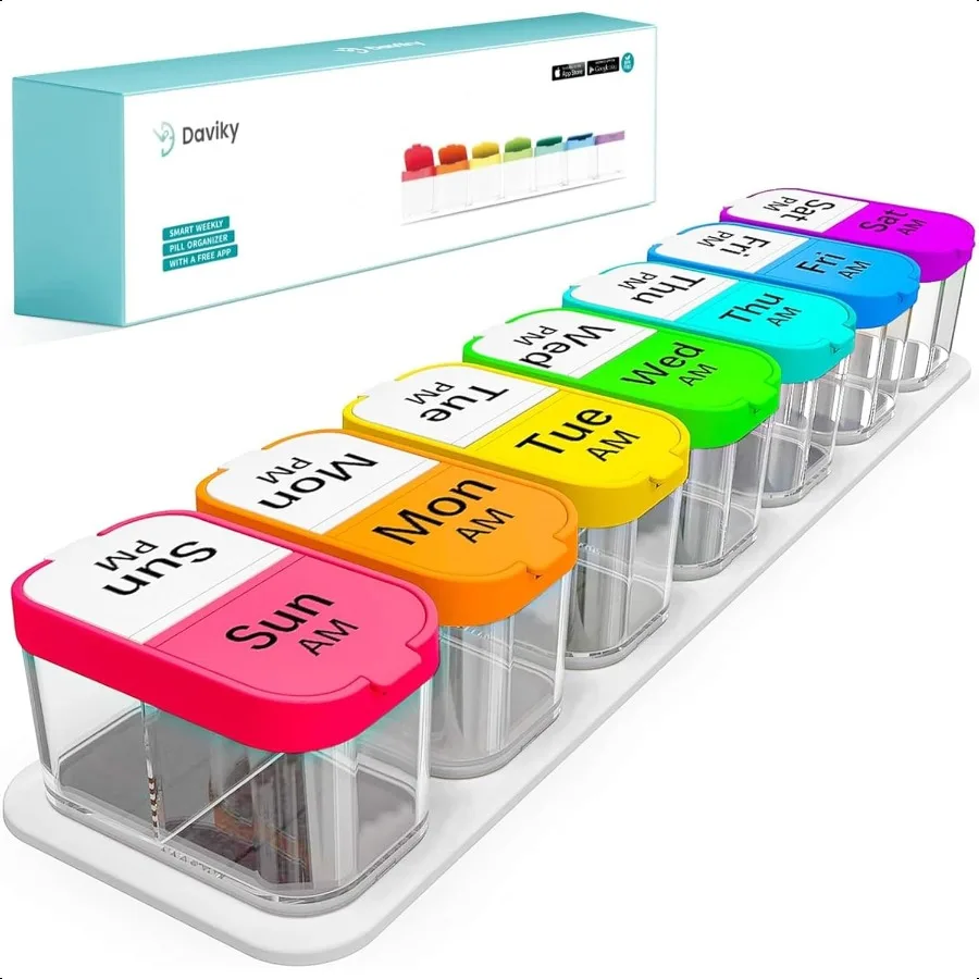 

Extra Large Weekly Pill Organizer BPA Free XL Pill Box 2 Times a Day 7 Day AM PM Medicine Pill Organizer for plement Big Daily