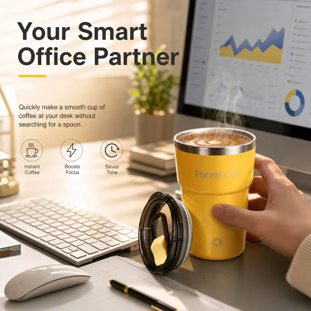 Rechargeable Magnetic Self-Stirring Mug – Portable Auto Mixing Cup for Coffee, Milk & Protein, Home Office Travel