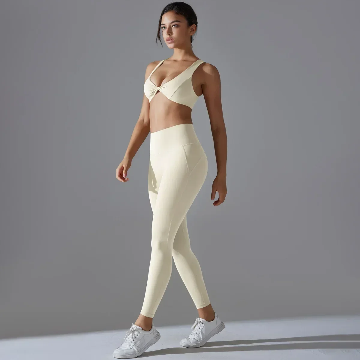 

Seamless Antibacterial Yoga Sets Sports Fitness High Waist Hip-lifting Pants Beauty Back Bra High Elasticity Gym Leggings Suits