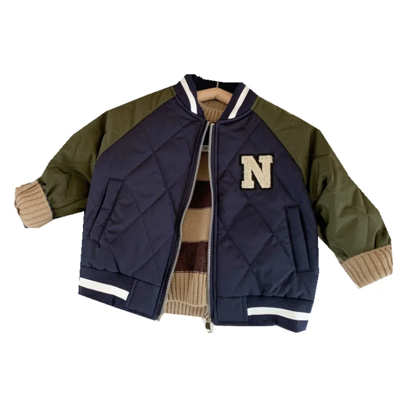 Boys Coat Jacket Cotton Windbreak 2024 Letters Warm Plus Thicken Spring Autumn High Quality Children\'s Clothing