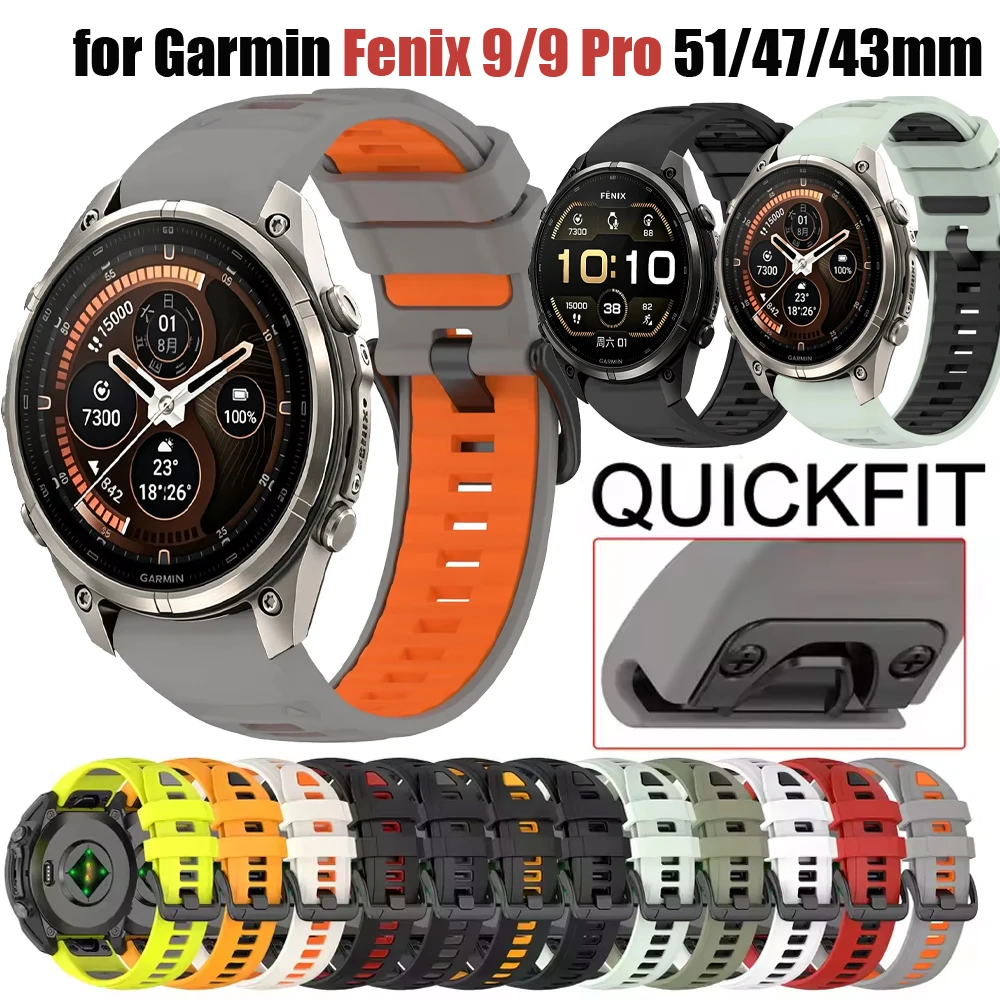 20mm 22mm 26mm Silicone Strap for Garmin Fenix 9/9 Pro 51/47/43mm Quick Fit Soft Breathable Watchband for Garmin Quatix-Tactix 8