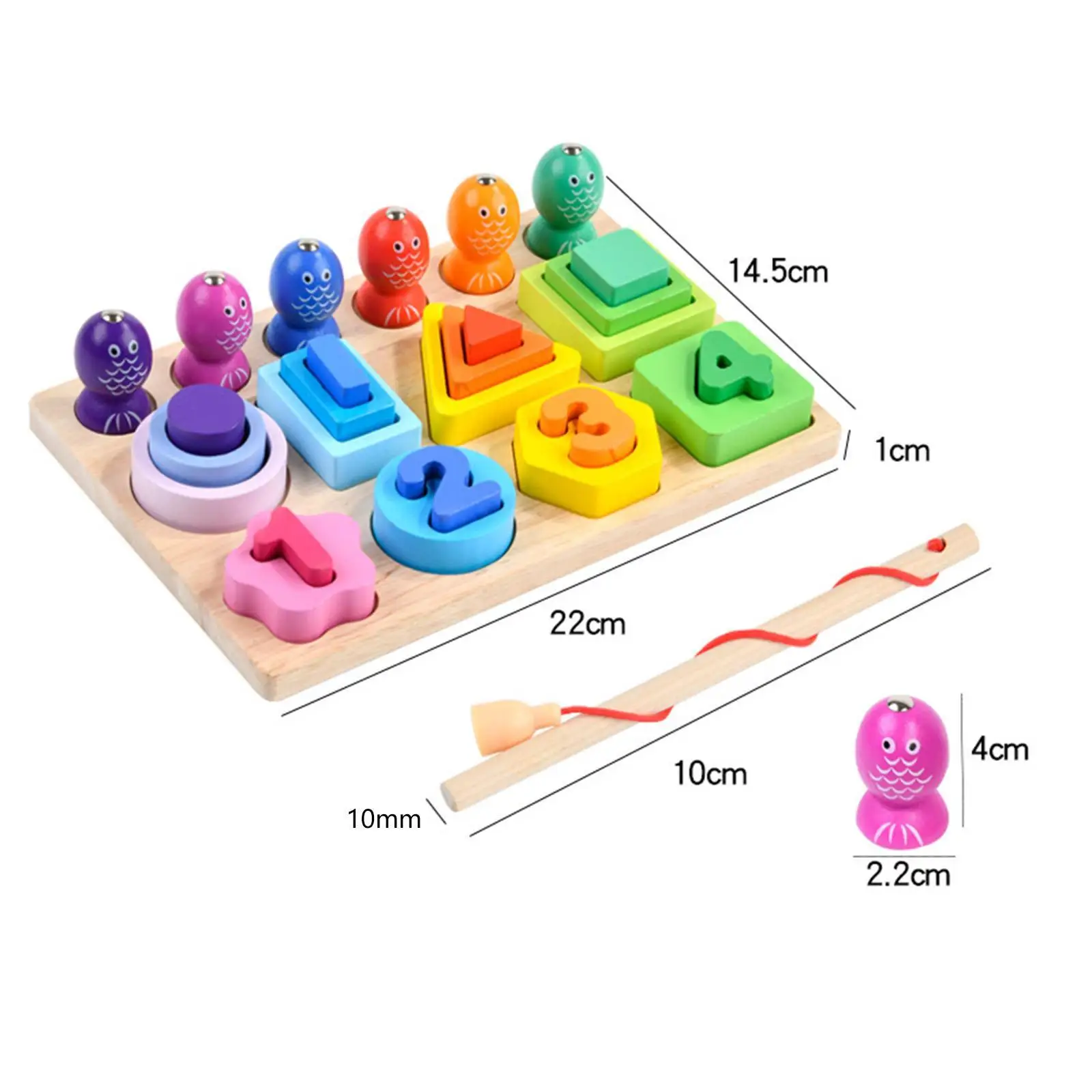 Wooden Fishing Game Early Learning Fine Motor Skills Color Sorting Puzzle for Preschool Baby Kids Boys Girls Party Favors