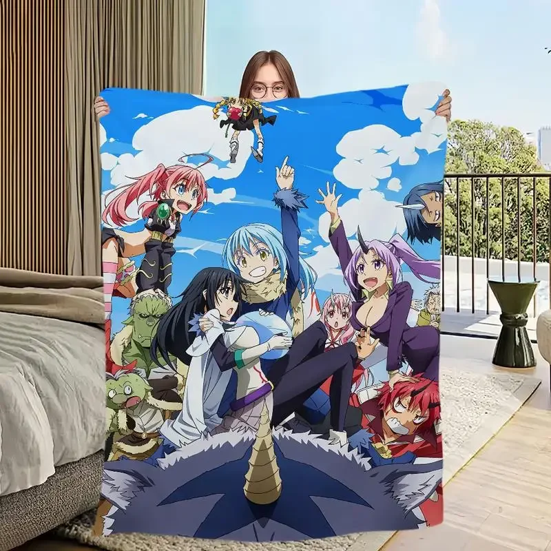 That Time I Got Reincarnated as a Slime themed plush blanket soft for office or bedroom naps; an ideal birthday gift.