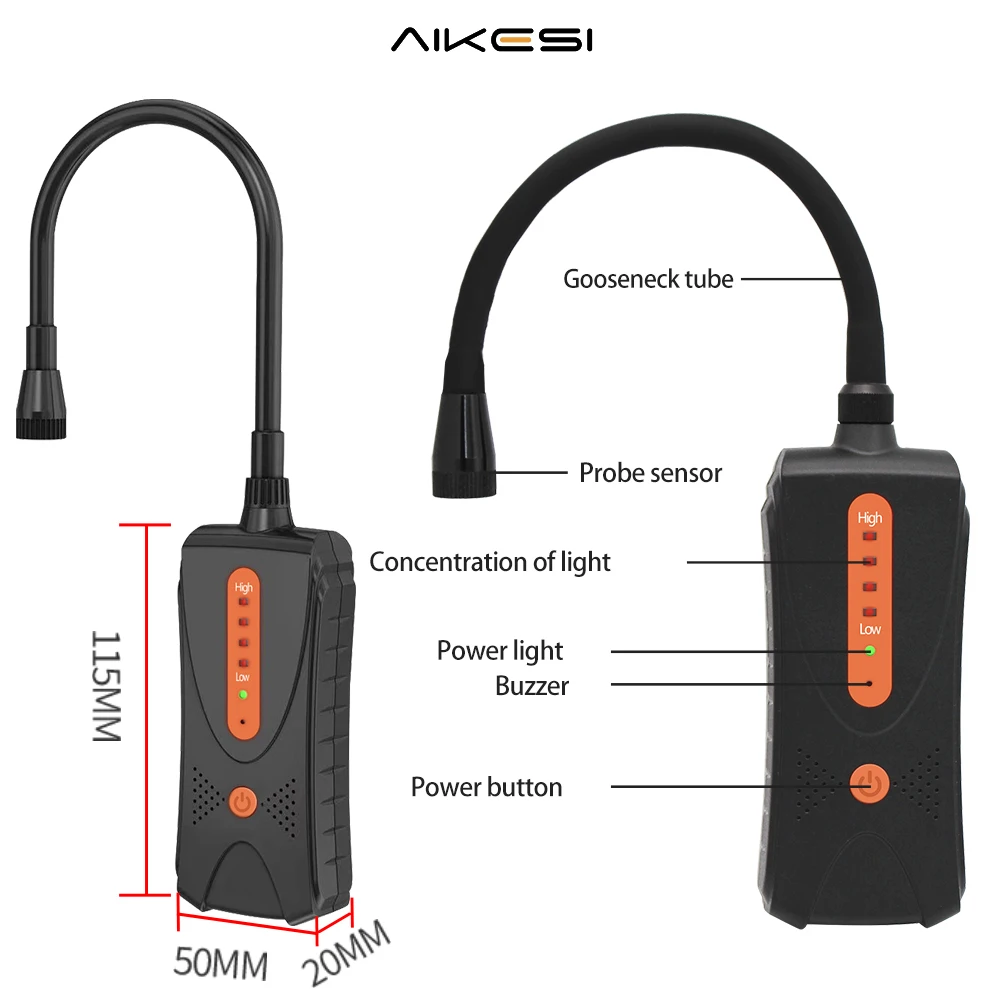 AIKESI JLY-80A يده كاشف تسرب الغازات الطبيعية المحمولة جزء في المليون متر أداة كشف الغازات القابلة للاحتراق