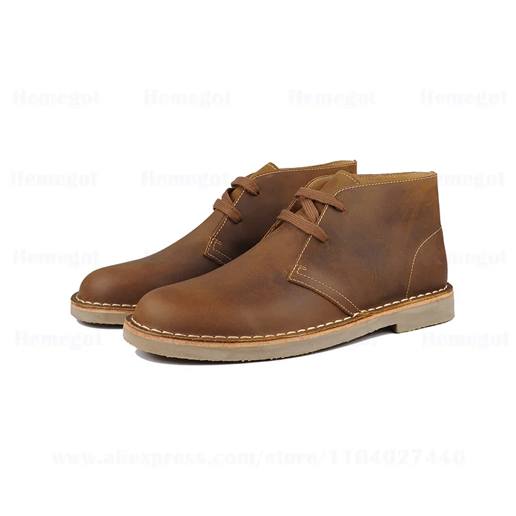 

Cowhide High Top Boots Men Lace-Up Brown Suede Booties High Quality Rubber Soled Casual Shoes Luxury Shoes Outdoor Casual Shoes