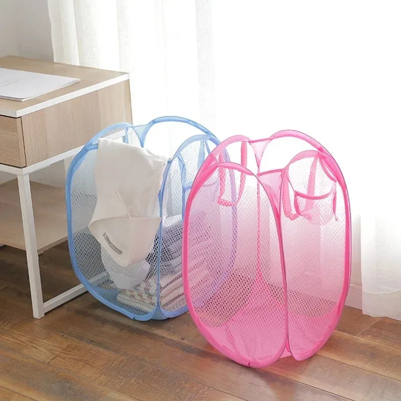 Foldable Color Mesh Clothes Dirty Clothes Basket Household Mesh Dirty Clothes Basket Storage Basket Storage Bucket Laundry Baske