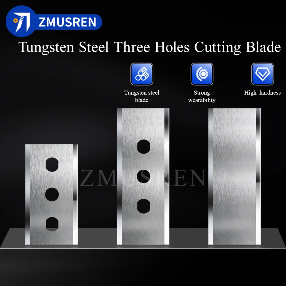 10PCS Carbide Three Holes Slitting Blade Double Edge Cutter Tungsten Carbide Blade for Tape Kraft Paper Foil Cutting