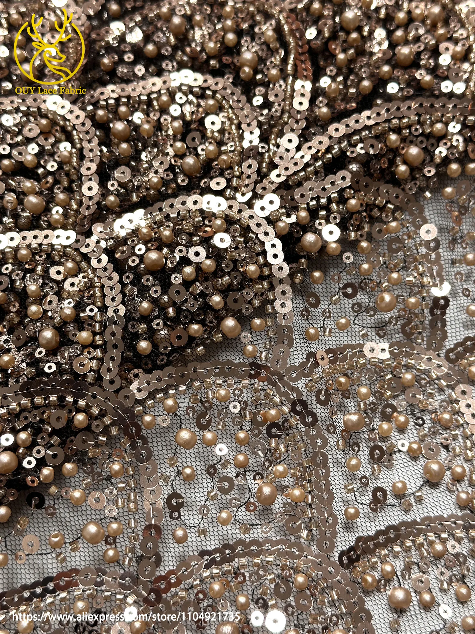 Burgunderroter afrikanischer Perlenstickerei-Mesh-Spitzenstoff, eleganter nigerianischer französischer Pailletten-Tüll-Spitzenstoff für Frauen, Partykleider – Detail 27