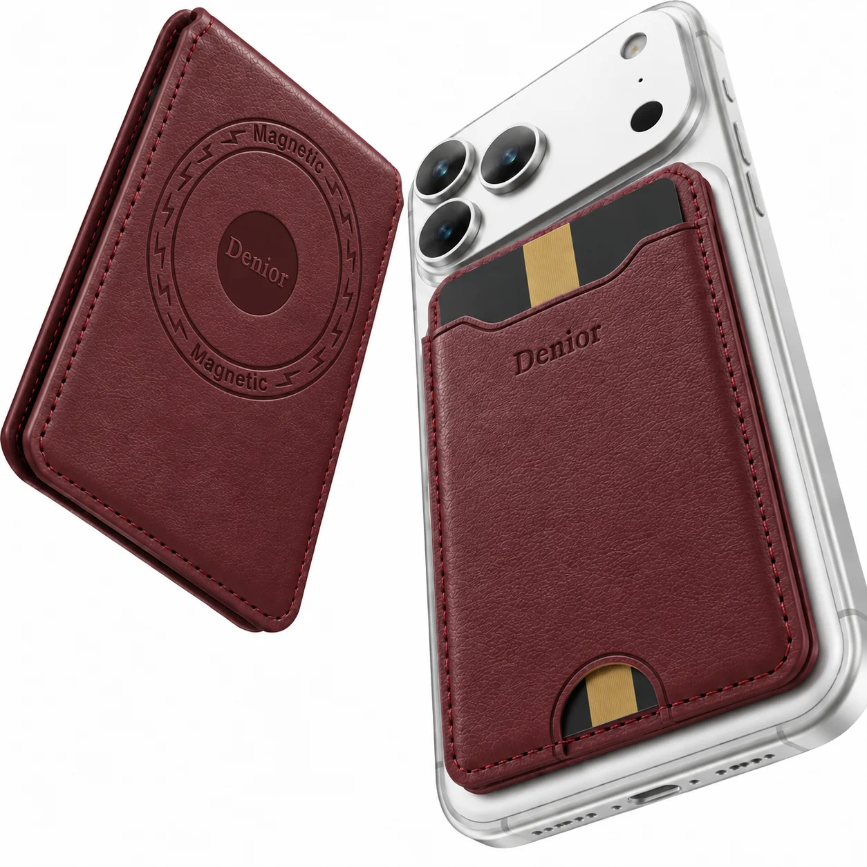 Luxury for Magsafe Magnetic Leather Wallet Holder Case for Unisex Back Pocket Shockproof Comfortable Grip Slim Portable Card Bag