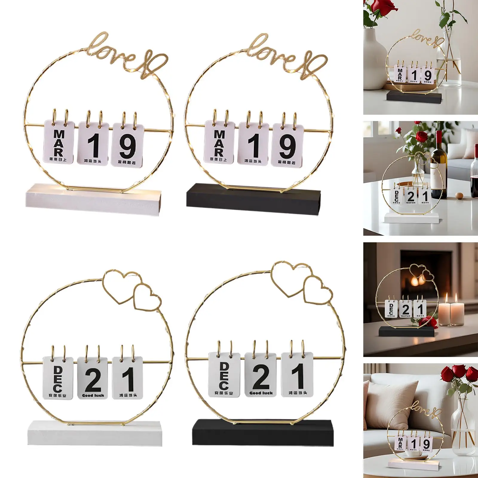 

Valentine Desktop Calendar Flip Perpetual Calendar Photography Props Decorative