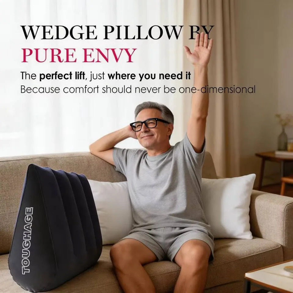 Inflatable Pillow Triangle Cushion Soft Velvet Wedge Furniture Portable Relaxing Travel Head Back And Leg Support Backrest