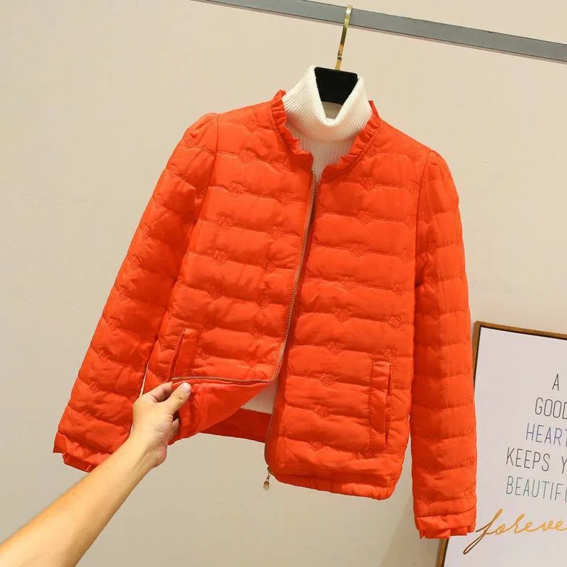 

Women's Autumn and Winter New Cotton Padded Jacket Korean Version Casual Solid Color Warm Loose Zipper Sweet Winter Coat Women