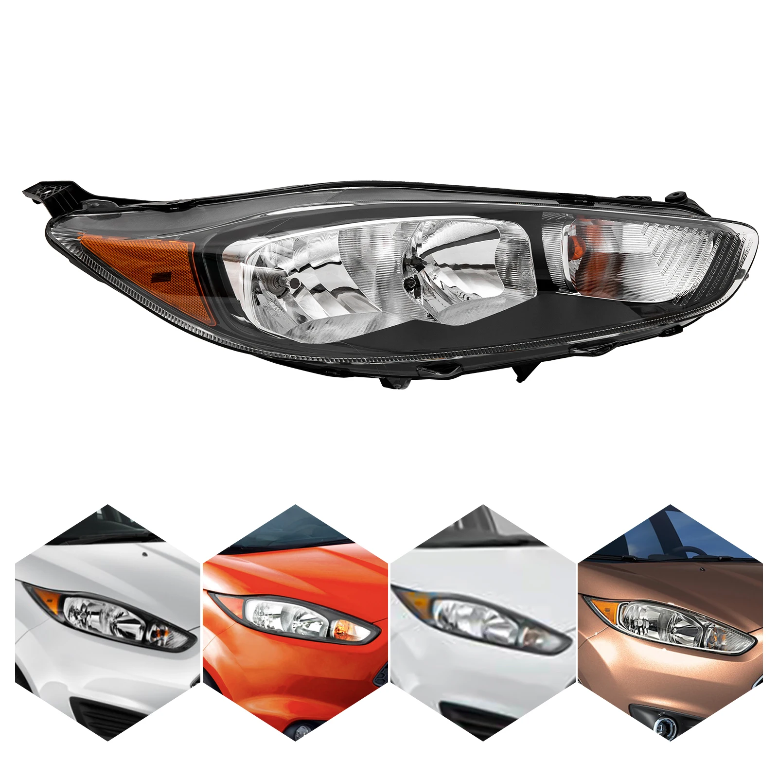 Right Passenger Side For 2014 2015 2016 2017 Ford Fiesta S SE Halogen Headlight Headlamp FO2503324, D2BZ13008J