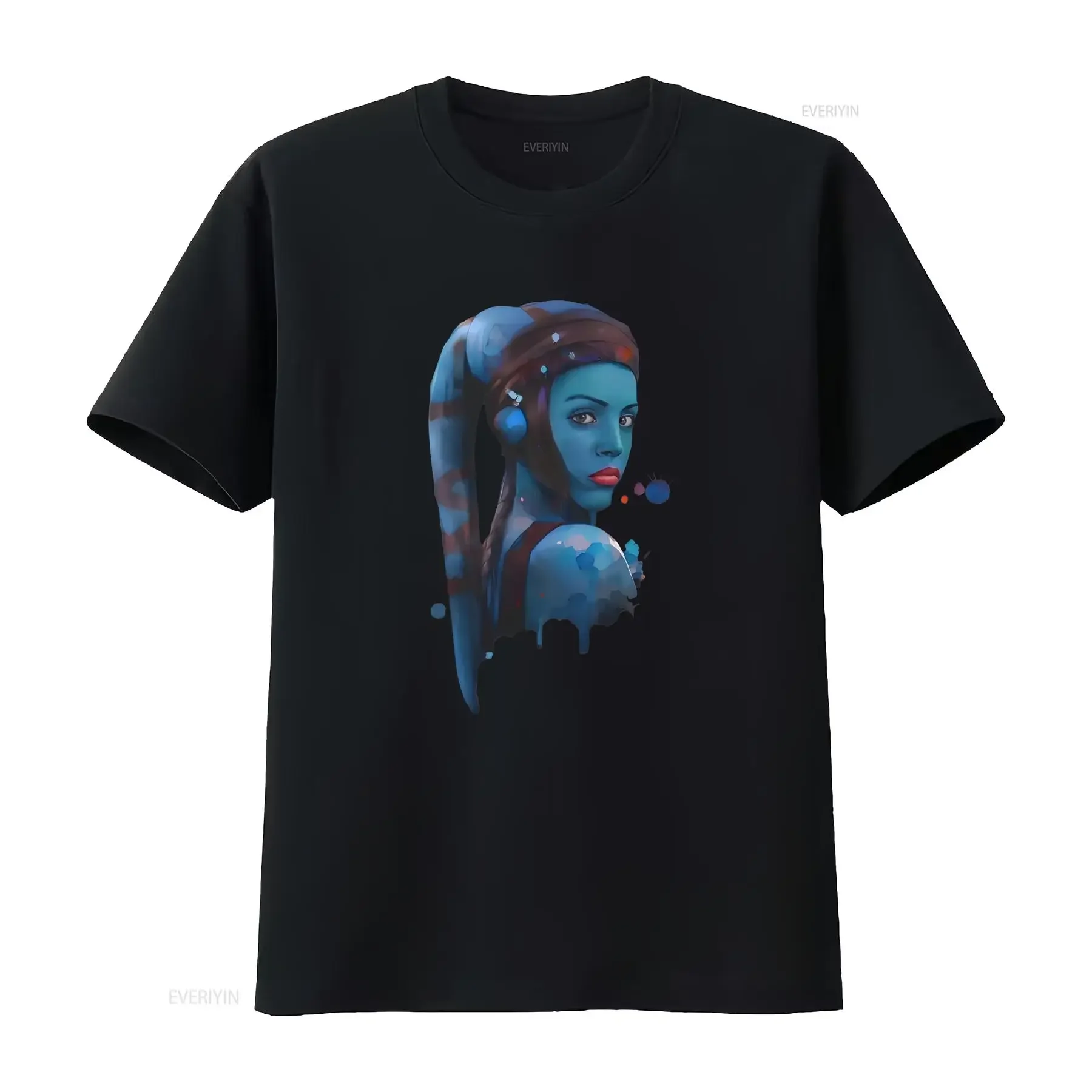 Camiseta con estampado de retrato de Aayla Secura, estilo vintage, lavada, elástica, elegante, para uso diario, gráfico, transpirable, versátil, cómoda