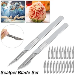 Carbon Steel Carving Metal Scalpel Knife Handle Blades Number 11 23 Surgical Medical Practicing Cutting Sculpting Repairing Tool