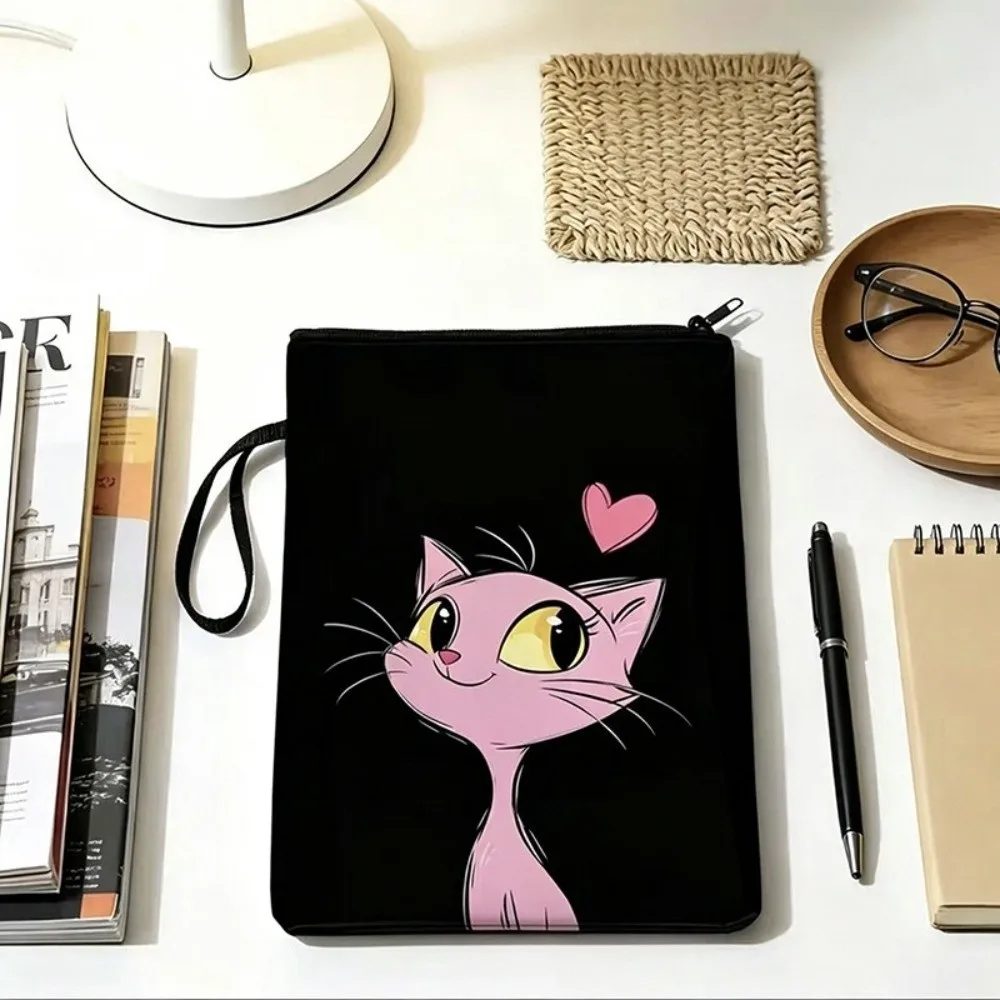 Large Capacity Cat Print Makeup Bag Portable PVC Book Covers Water-resistant Multifunctional Book Sleeve Travel Cosmetic Bag