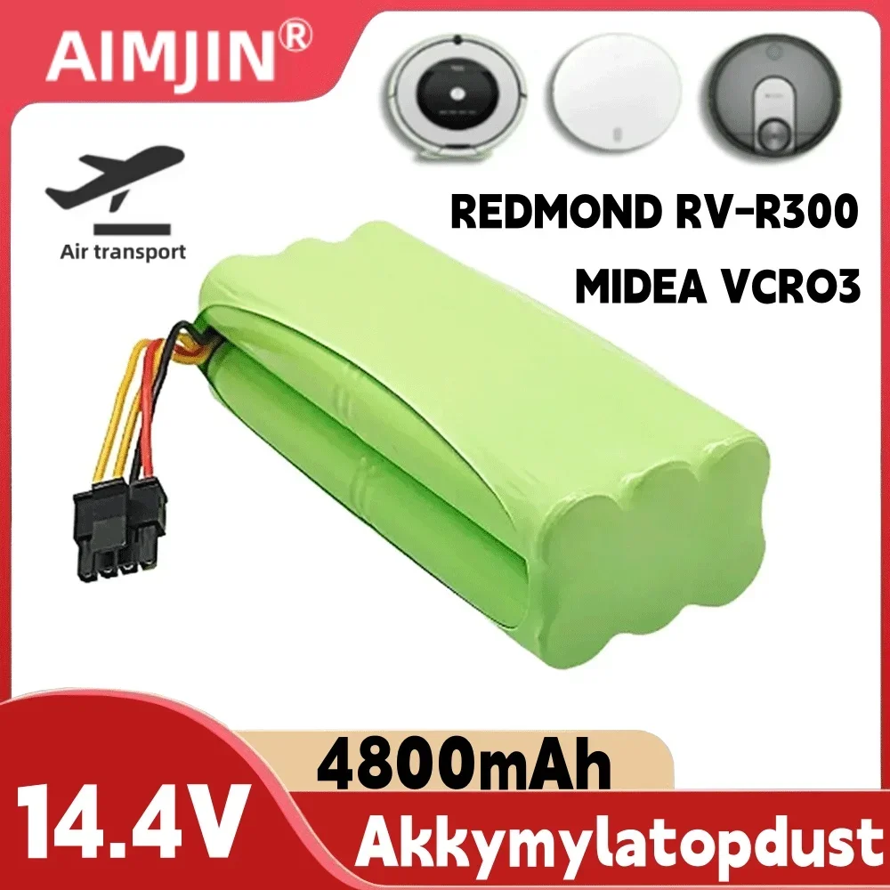 

2024 New 14.4V 4800mAh Vacuum Cleaner Robot Battery Redmond RV-R300, RV-R310, Midea VCR03, VCR01, BBK BV3521