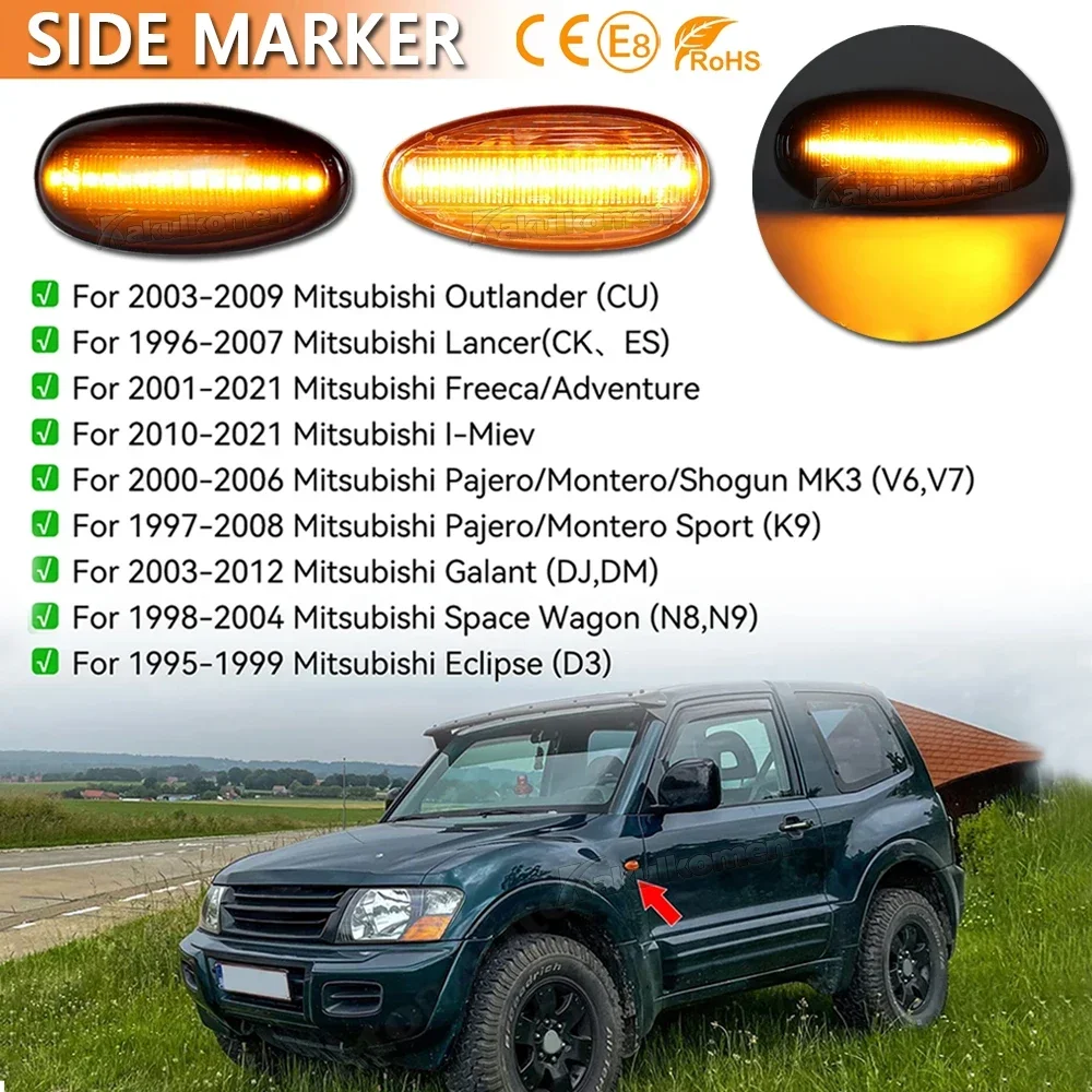 Sequential Flashing LED Turn Signal Side Marker Light For Mitsubishi Pajero Shogun 3 Sport K9 Galant Outlander Lancer