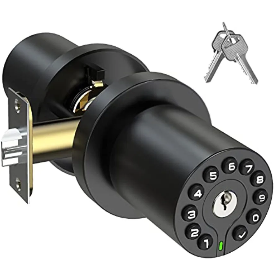 

Keypad Door Knob with Key, Keyless Entry Door Lock, Code Locks Door Knob, Auto Lock, 50 User Code, Easy to Install, for Home, O