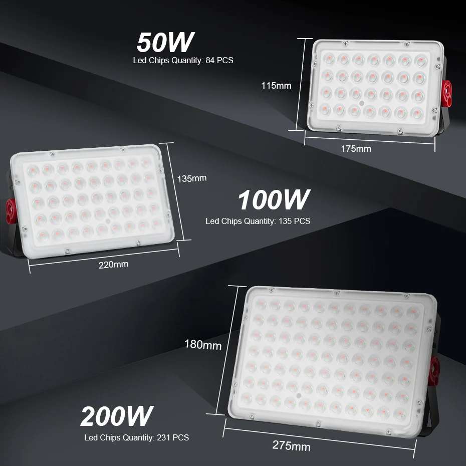 Imagem -02 - Luz de Inundação Impermeável Led Floodlight ao ar Livre Lâmpada de Rua Refletor Lâmpada de Inundação de Parede Rgb 220v Ip66 200w 100w 50w