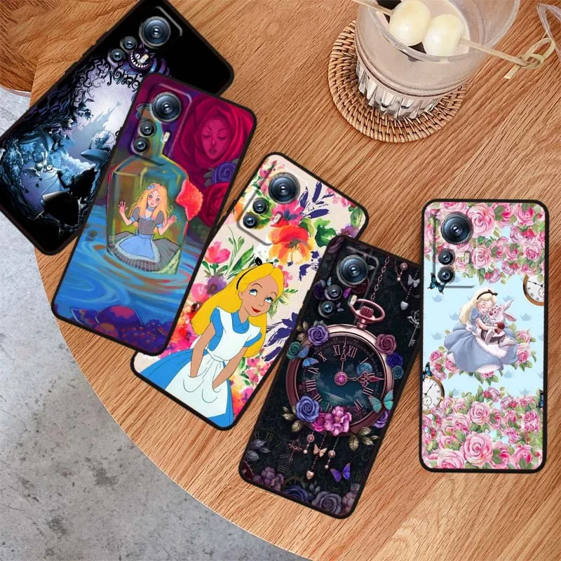 

Disney Alice in Wonderland Cover For Xiaomi Mi 15 14 13 13T 12 12T 12S 11 11i 11T Pro Ultra Lite 5G Black Soft
