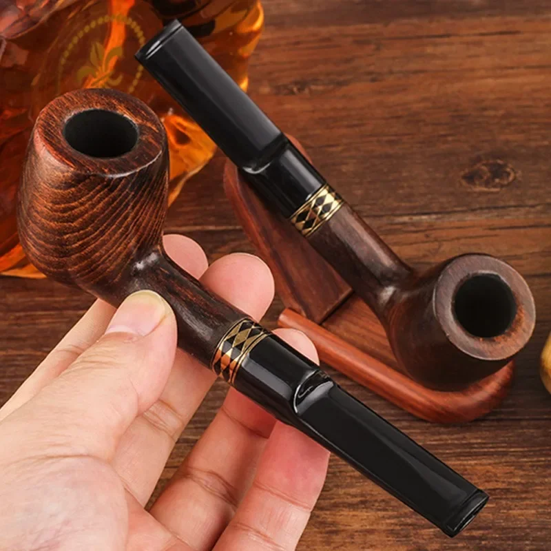 9MM Wood Smoking Pipe Resin Tobacco Cigar Cigarette Hand Pipes Men Gifts Smoking Accessories