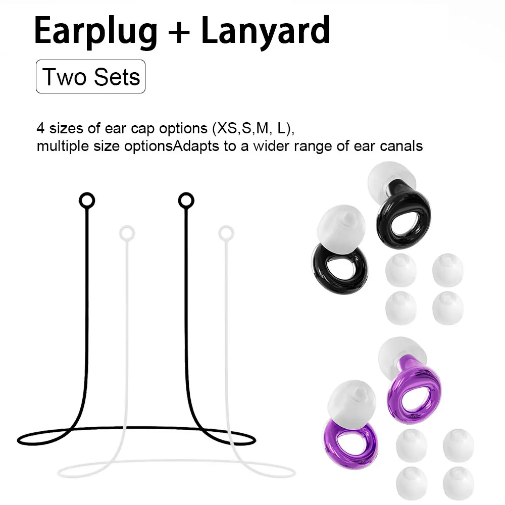 Swimming & Bath Ear Guards 2 Pairs Silicone Ear Plugs Equipped With Silicone Lanyard Waterproof Noise Blocking Reusable Earplugs
