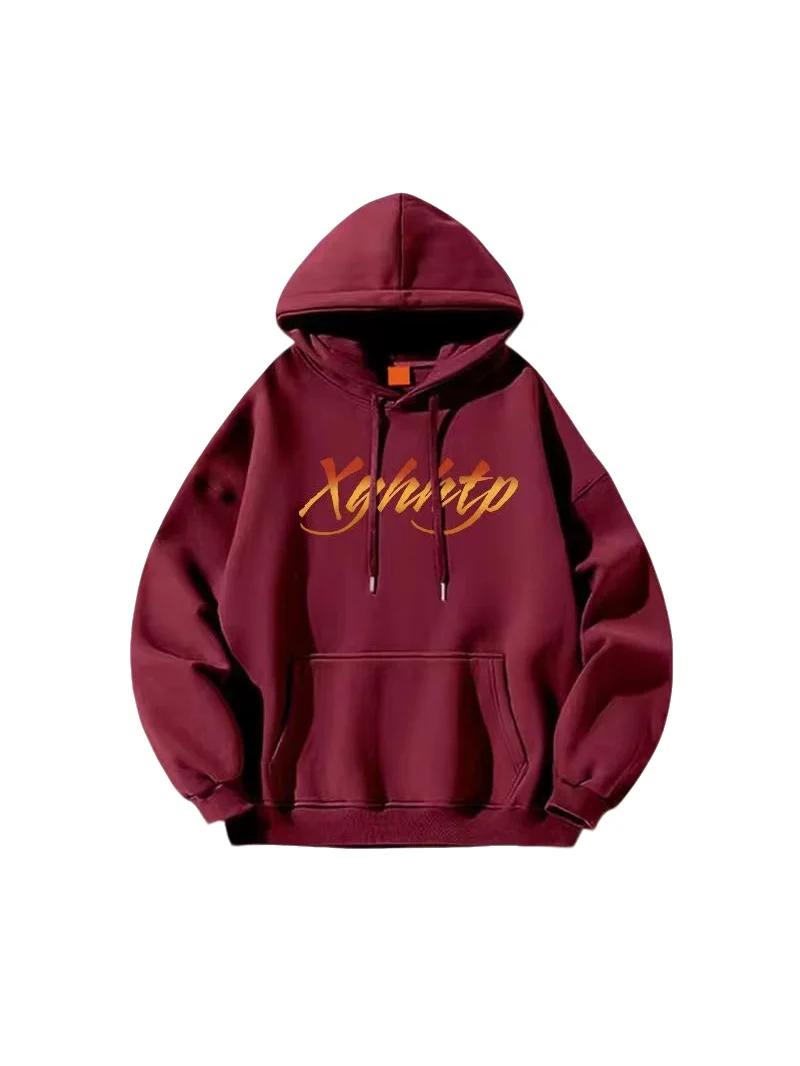 Fall Winter Men Long Sleeve Velvet Lining Hooded Sweatshirts Halloween Pumpkin Devil Print Highstreet Fashion Loose Tops Unisex