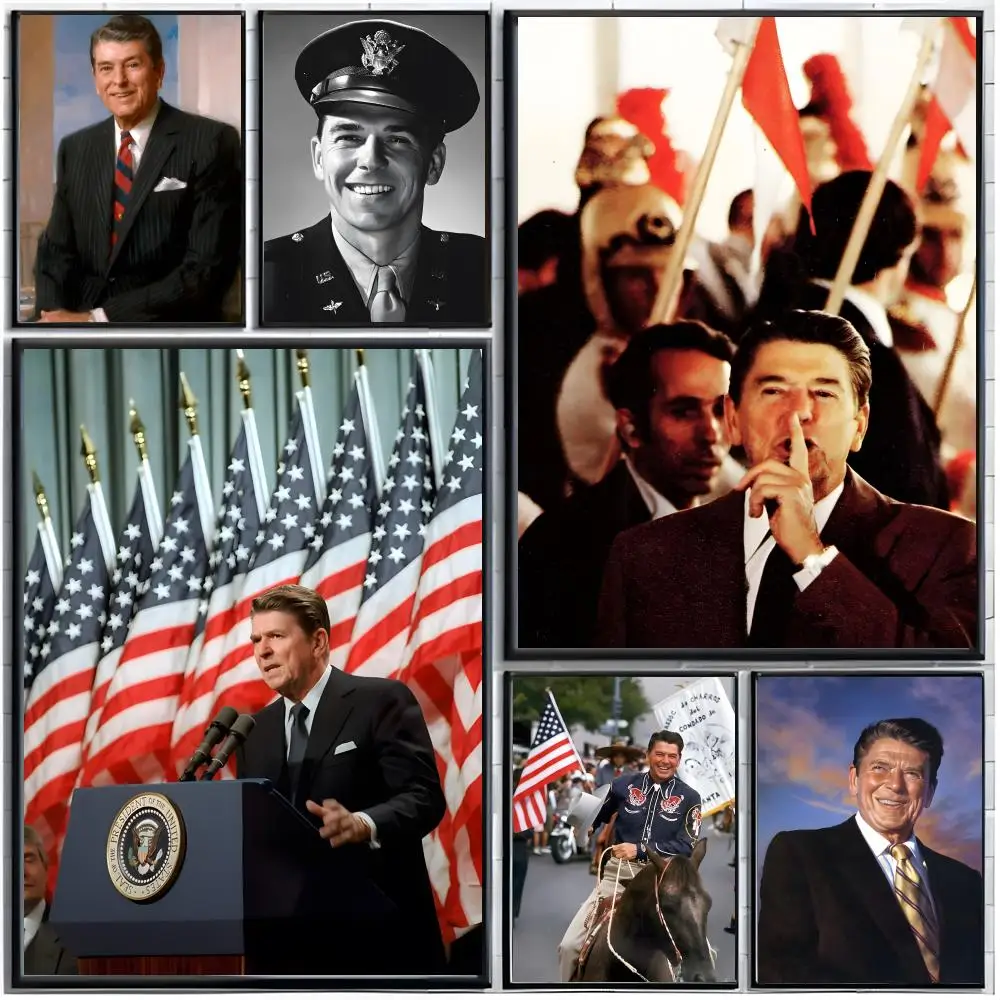 politician vintage print Ronald Wilson Reagan Poster Modern Wall Art Home Decor Living Room Decorative Print Unframed