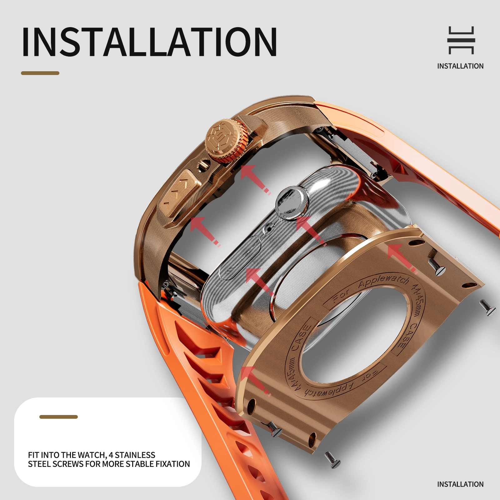 Ремешок из нержавеющей стали для Apple Watch 9 8 7 6 5 SE SE3 44 мм 45 мм