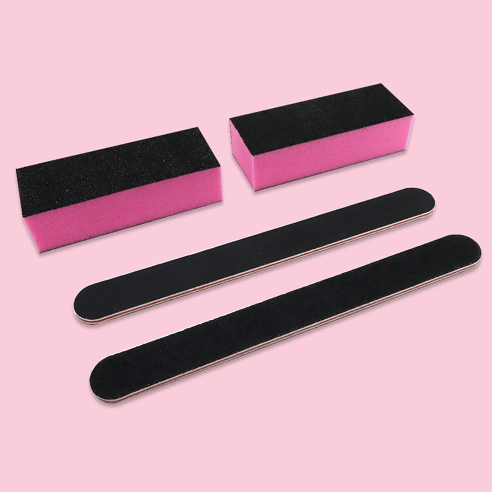 Kit de limas de uñas rosas, juego profesional de lima de pedicura de uñas negra y lijado, herramienta de manicura, 2/4/6/8 Uds.