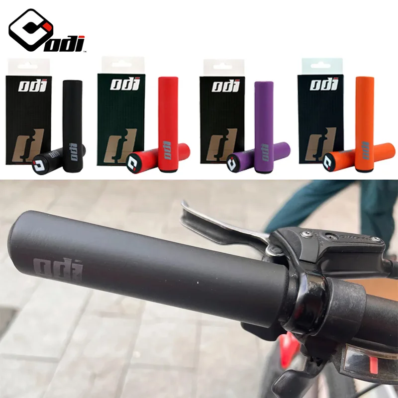 ODI Silikon-Fahrradgriffe für Mountainbikes und Falträder mit Endkappen in Lila, Rot, Orange, Blau, Pink und Grün