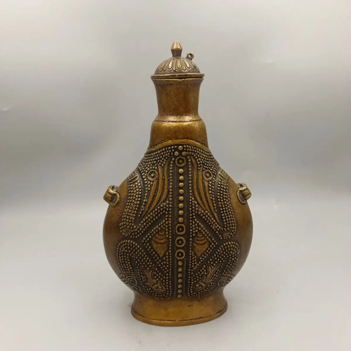 Flat Flask Pot,Nomadic Style Wine Pot Ornament Decoration Tea Pet Figurines Desk Decor Accessories