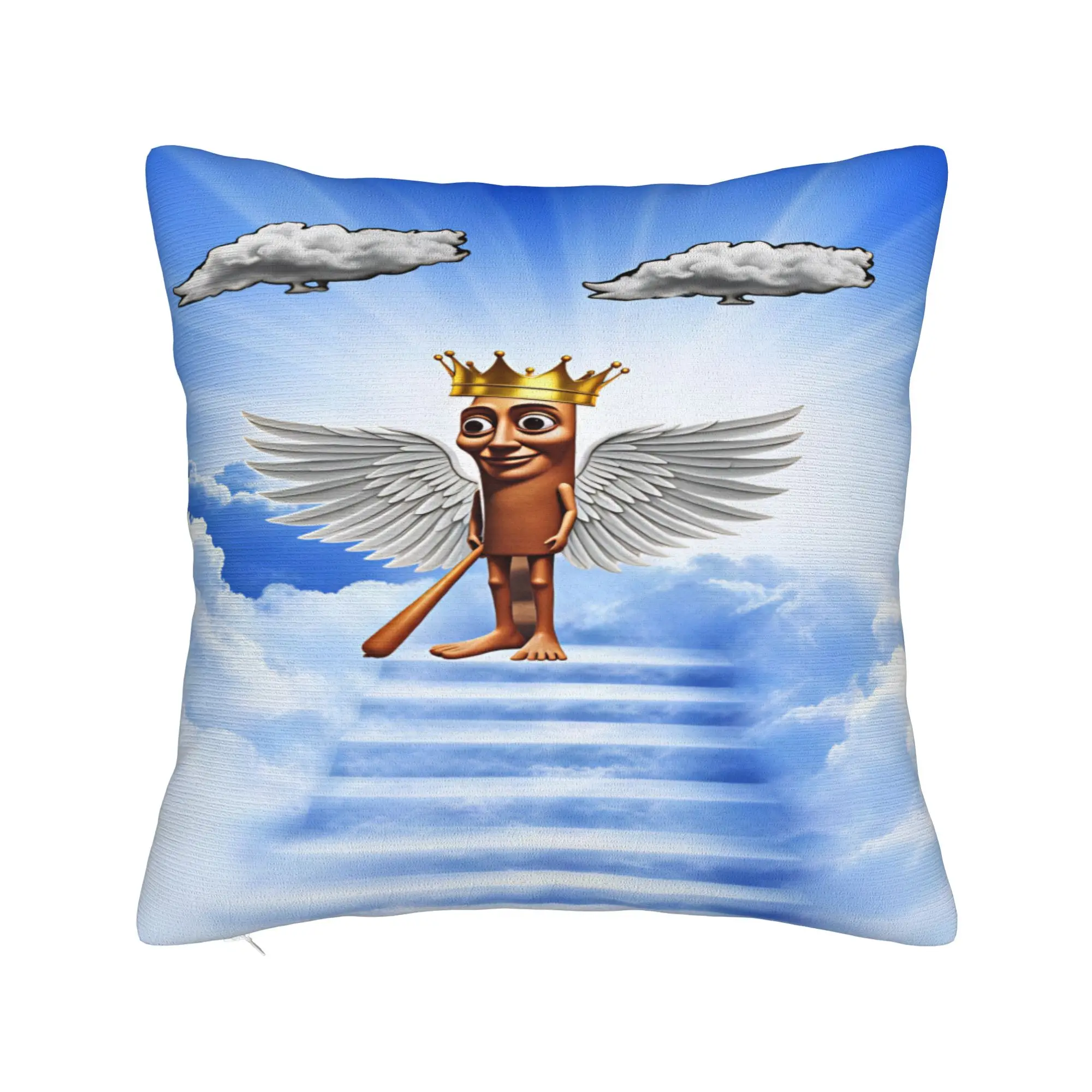 Tung With Angel Wings On Cloud Pillow Case  Print Pillow Cover For Wedding Party Home Decor Morden Cushion Cover