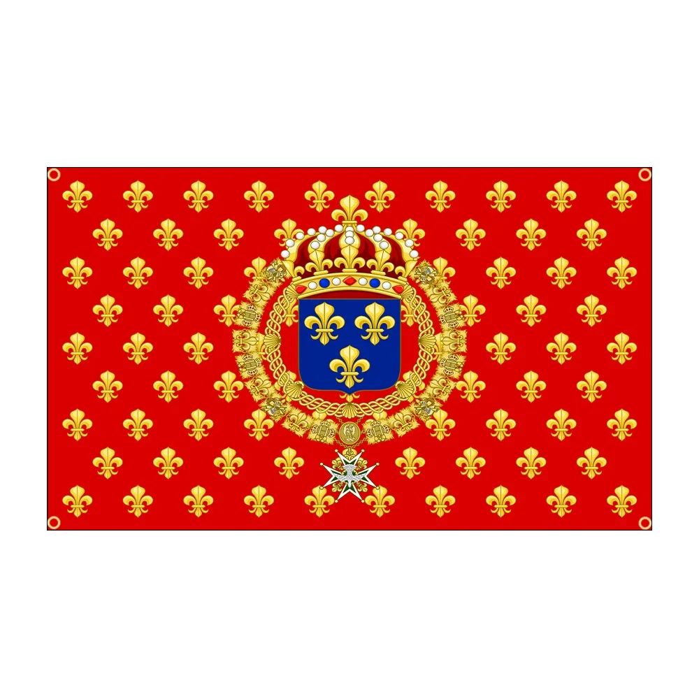 FLAGDOM 90X150CM France Royal Banners and Ensigns Flag King Louis XIV 3X5FT Printed France History Flag Banner For Decor