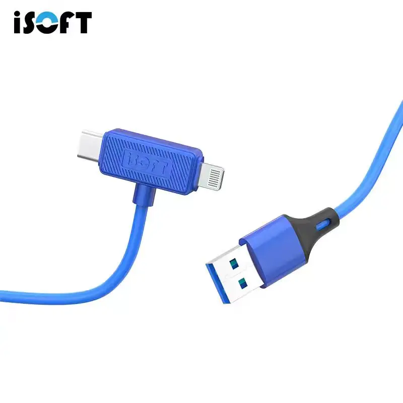 iSOFT IS-006 Dual-Head Maintenance Data Cable For iPhone 17 Lightning+Type-C Charging/Recovery/Data Transmission 3-in-1 Repair